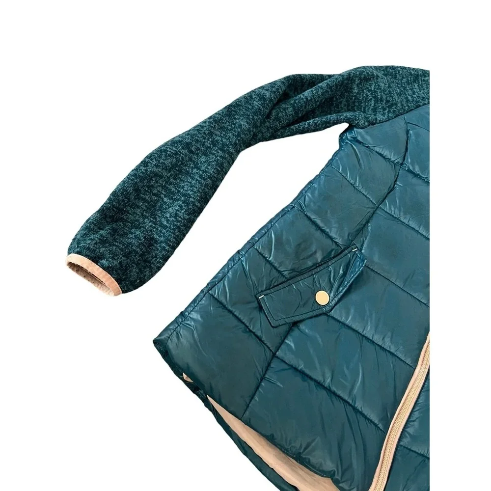 Michael Michael Kors‎ Hybrid Puffer Jacket Girls 14  Good Thumbhole Knit Sleeve